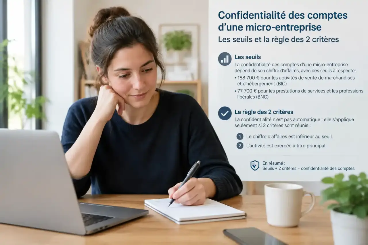 Confidentialité des comptes d’une micro-entreprise : les seuils et la règle des 2 critères