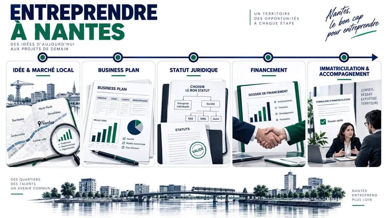 Création entreprise Nantes : illustration des étapes de l’idée à l’immatriculation
