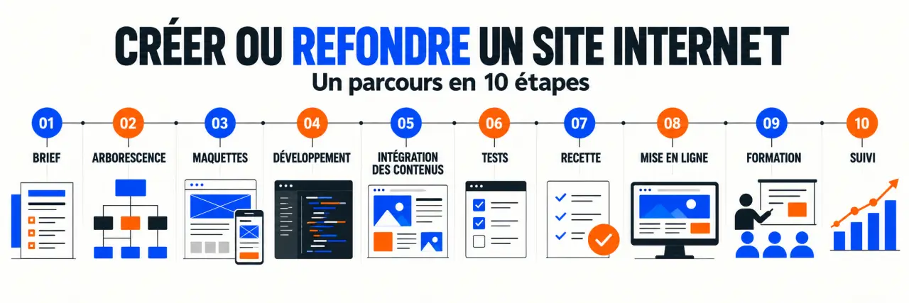 Étapes d'un projet de freelance création site internet, du brief à la mise en ligne
