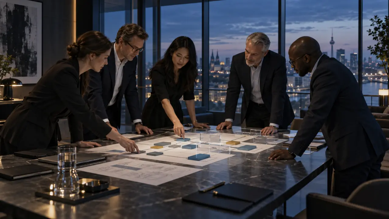 Équipe dirigeante travaillant sur l'agilité organisationnelle et la transformation de l'entreprise