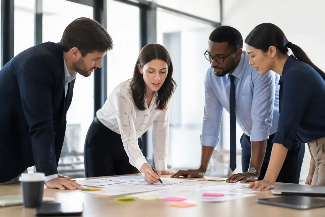Comité de direction travaillant sur l'alignement stratégique et organisationnel