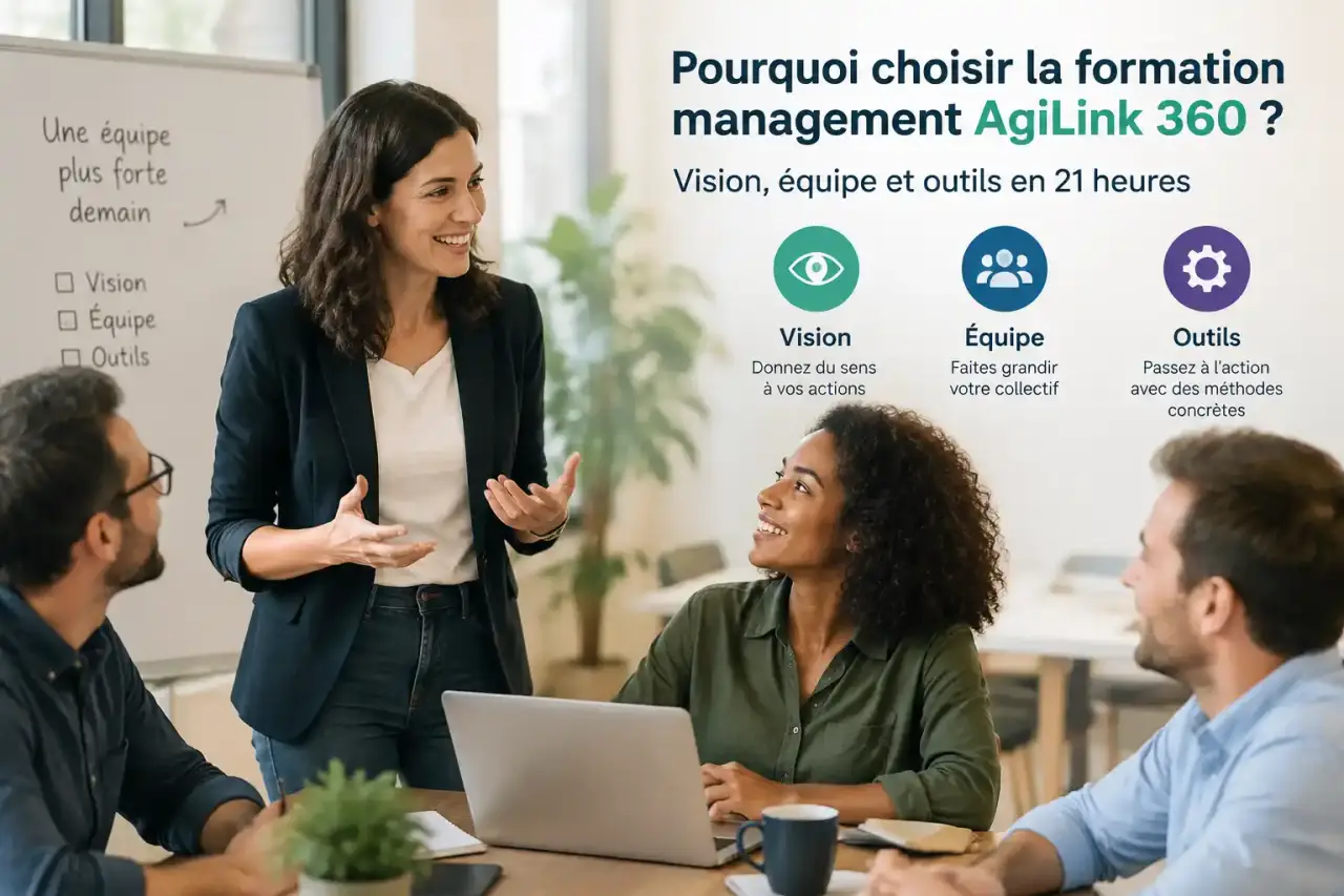 Pourquoi choisir la formation management AgiLink 360 ? Vision, équipe et outils en 21 heures